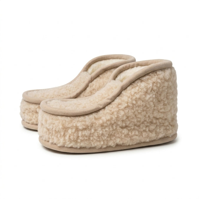 Wool home slippers Mona. Australian merino wool. Beige